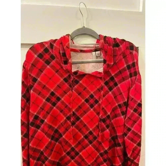 Cato Plus Christmas Plaid Lightweight Hooded Tunic, 22/24W - Picture 2 of 5